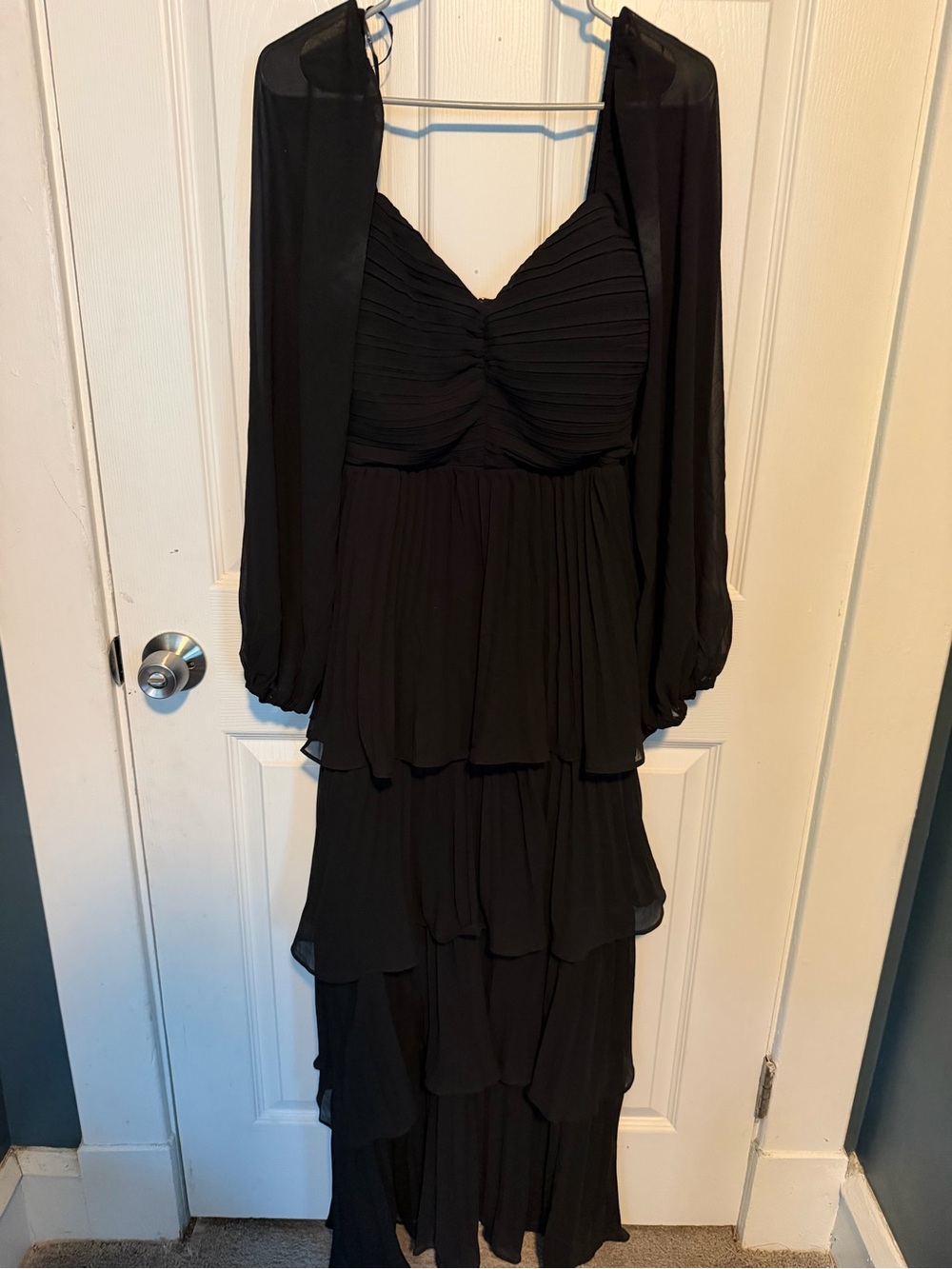 Lulu's Black Long Sleeve Tiered Maxi Dress